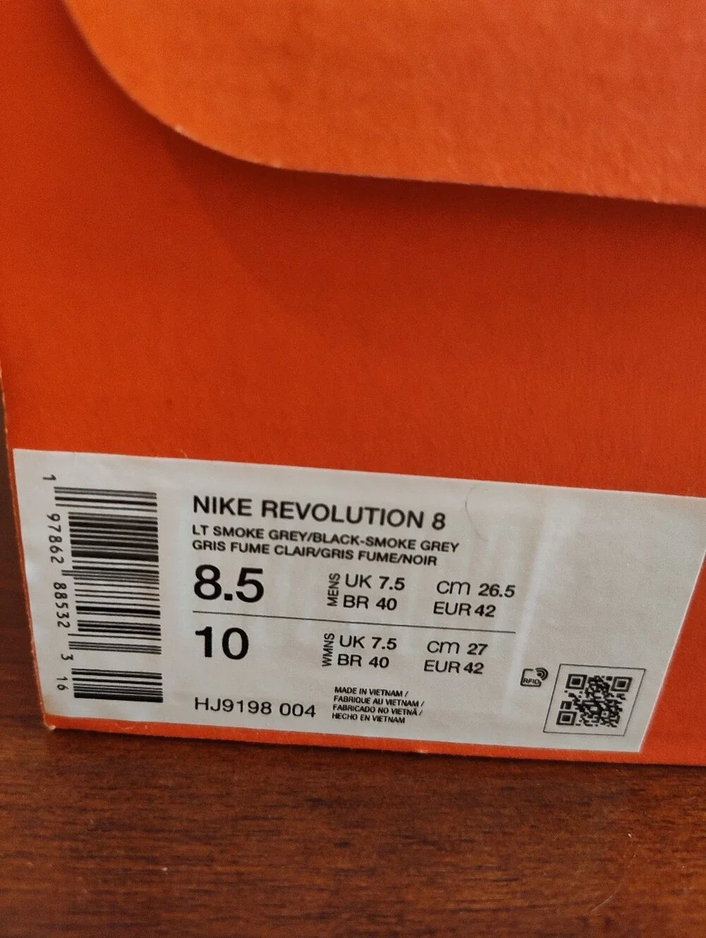 Nike Men's Revolution 8 Road Running Shoes, Light Smoke Grey/Black Size 8.5